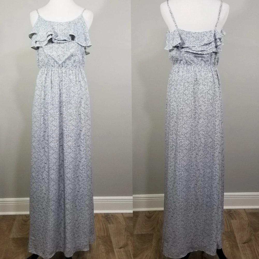 BCBGeneration Light Gray Ruffle Maxi Dress